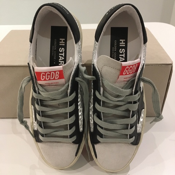 Golden Goose Hi Star Silver Leopard/Black Star NIB - Picture 6 of 10